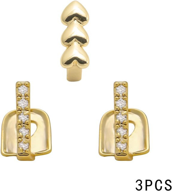FashionFlair Grills Set, Messing, Gold, Zirkonia, Damen - Bild 1