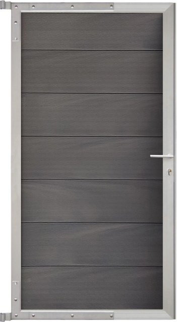 GartenLand Steckzauntor Ameland aus WPC und Aluminium in Amethystgrau und Silber, Breite: 90 cm, Höhe: 175 cm - Bild 1