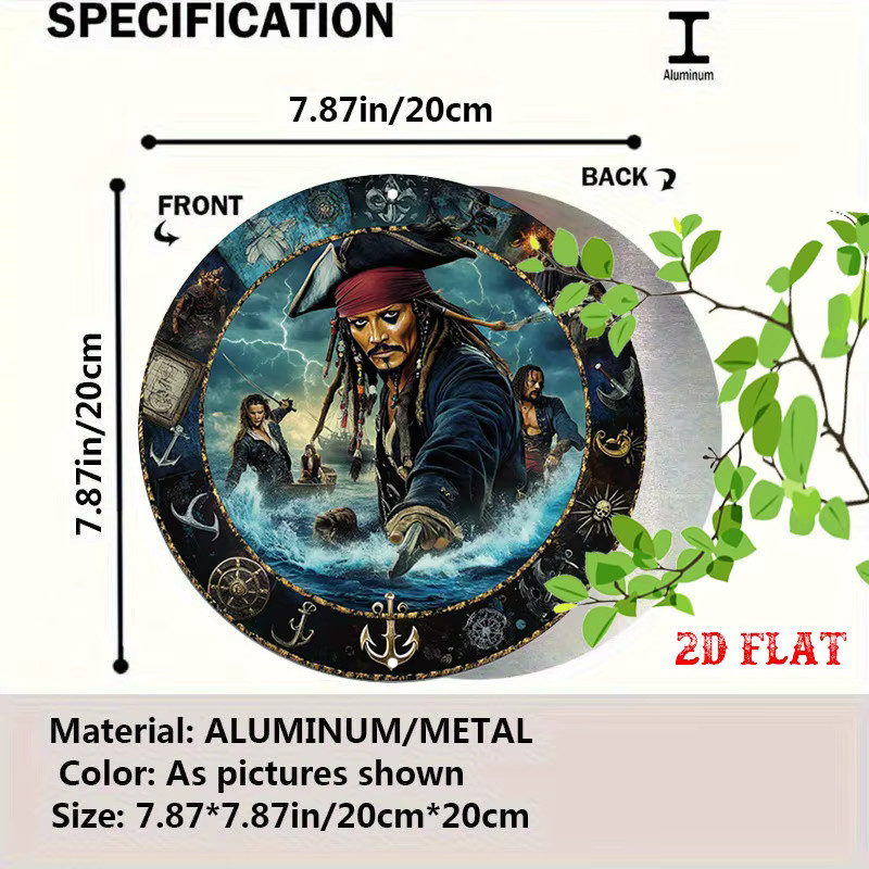 Potdemiel Jack Sparrow Rundes Aluminiumschild Rustikale Metallwandkunst Durchmesser: 20,0 cm - Bild 2