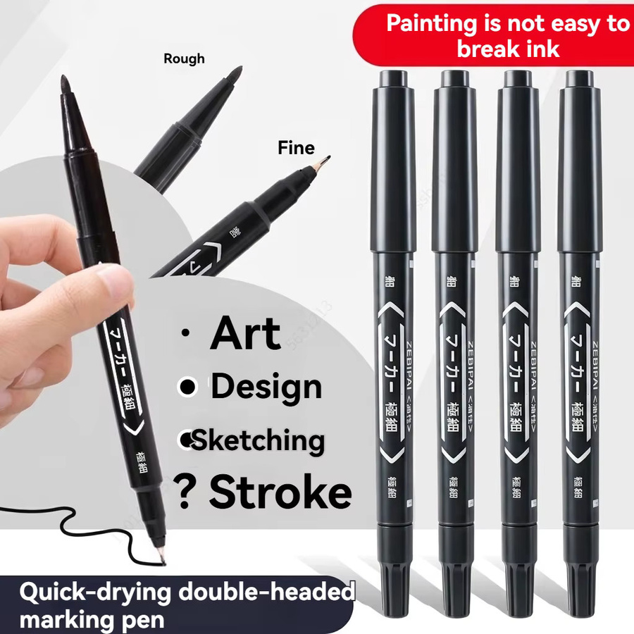 Permanent Marker Set mit Doppelspitze in Schwarz, schnelltrocknende Stifte für Reifen und fettige Oberflächen, 100 Stück - Bild 3