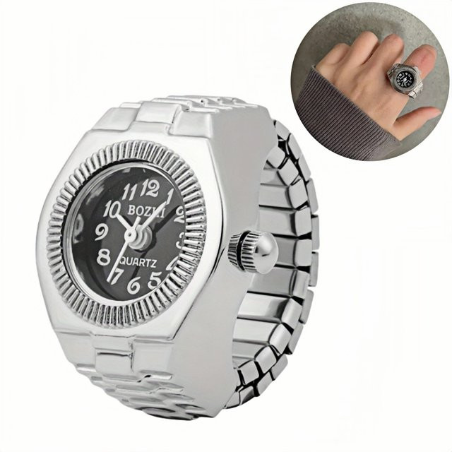 JBAILI Ringe, Vintage, Metall, Silber, Quarzuhr, Unisex - Bild 1