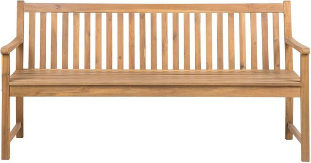Beliani Gartenbank VIVARA aus Akazienholz in hellem Braun, B/T/H: 180 x 67 x 88 cm - Bild 1