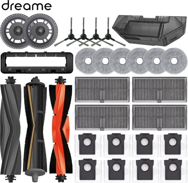 Dreame L10s Ultra Gen2 und L10s Pro Ultra Heat Ersatzteil-Set mit Rollenbürste, Seitenbürste, Filter, Mopp, Staubbeutel und Box in Gelb - Bild 1