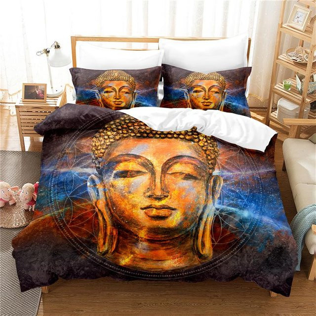 Bettwäscheset Buddha Statue mit 3D Digitaldruck von Lodestar, Design Orientalisch, Mehrfarbig, B/H: 135 x 200 cm - Bild 1