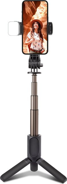 SBS Selfie-Stick mit integriertem Stativ und LED-Licht in Schwarz mit Micro-USB-Anschluss - Bild 1