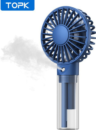 TOPK tragbarer Mini-Ventilator mit Wassernebel und Befeuchtungsfunktion, 2000 mAh, Blau