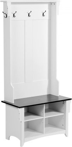 VEVOR Garderobenständer aus Holz mit Sitzbank, Schuhablage und 4 Schubladen, weißer Hall Tree mit 5 Haken und verstellbaren Regalen für Eingangsbereich und Flur, B/T/H: 172 x 40 x 90,7 cm - Bild 1