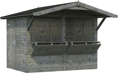 Verkaufsstand Stella von PALMAKO aus Holz in Grau, B/H/T: 311 x 229 x 267 cm - Bild 1