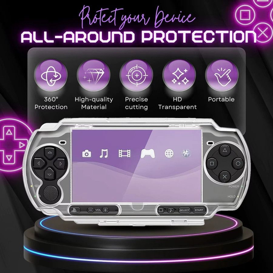 Transparente Hartschale für PSP 2000 und PSP 3000 Serie mit Filmhalterung, stoßfest und kratzfest - Bild 2