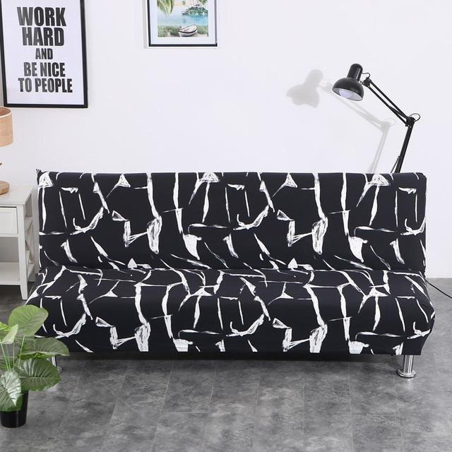 S-EMIGA Elastischer Sofa-Bettbezug mit Grafikdesign in Schwarz, rutschfeste Baumwoll-Stretch-Schonbezug für Sofa und Wohnzimmer, Größe: Breite: 185 cm - 200 cm - Bild 1