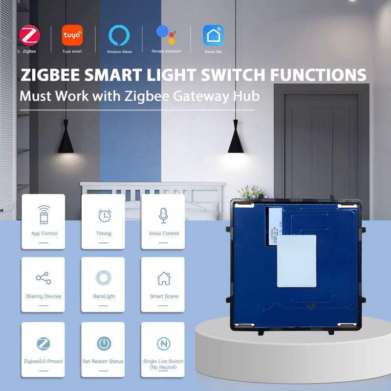 Bseed Zigbee Touch Lichtschalter Modul für Tuya Smart Life, 1/2/3 Gang DIY Schalterteil ohne Neutralleiter, EU Standard - Bild 2