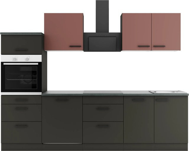 OPTIFIT Küchenzeile Nizza407/Madrid420 in Rostrot und Anthrazit, Breite: 270 cm - Bild 1