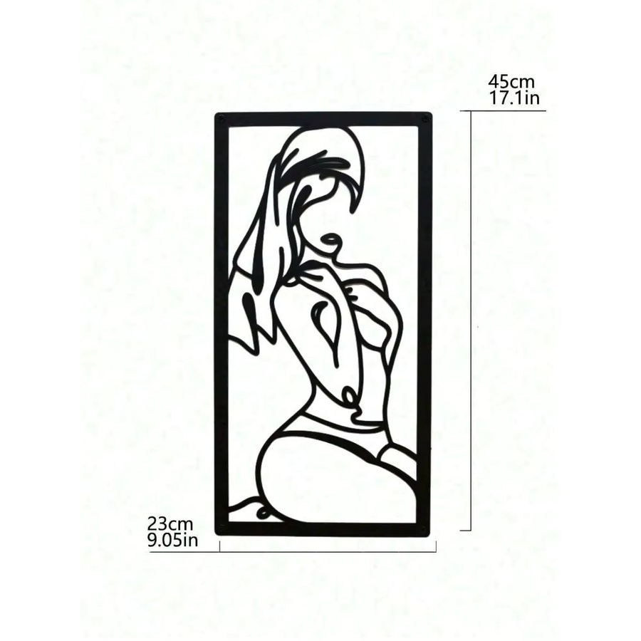 CIFBUY Wanddekoration aus Metall mit minimalistischer Frau Line Art in Schwarz, abstraktes Porträt für dein Badezimmer oder Wohnzimmer - Bild 2
