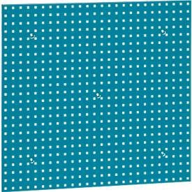 Lochplatte WFI aus Stahlblech zur Wandmontage, Farbe Azurblau RAL 5009, Lochgröße 9 x 9 mm, Lochabstand 38 mm, B: 98,8 cm, H: 91,0 cm - Bild 1