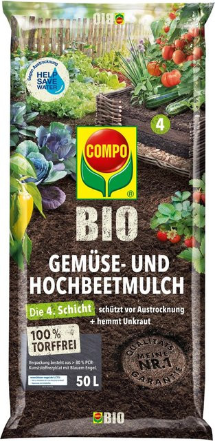 Compo Bio Gemüse- und Hochbeetmulch aus Kompost- und Holzfasern, torffrei, 50 kg - Bild 1