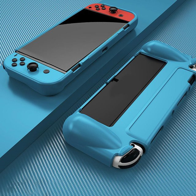 Silikon Softshell Schutzhülle für deine Nintendo Switch OLED in Schwarz und Blau - Bild 1