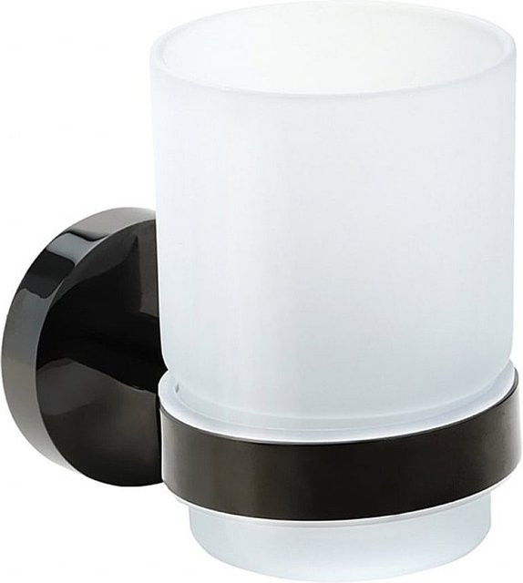 BEMATIT Glashalter aus Messing in Metallic Grau poliert mit Milchglas für Bad und Küche, B/T/H: 7,0 x 9,5 x 10,5 cm - Bild 1