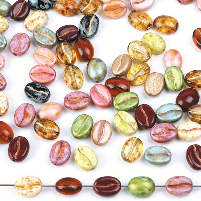 NASSBORO Perlen, Tschechische Glas Kaffee Bean, Gemischte Farbe - Bild 1