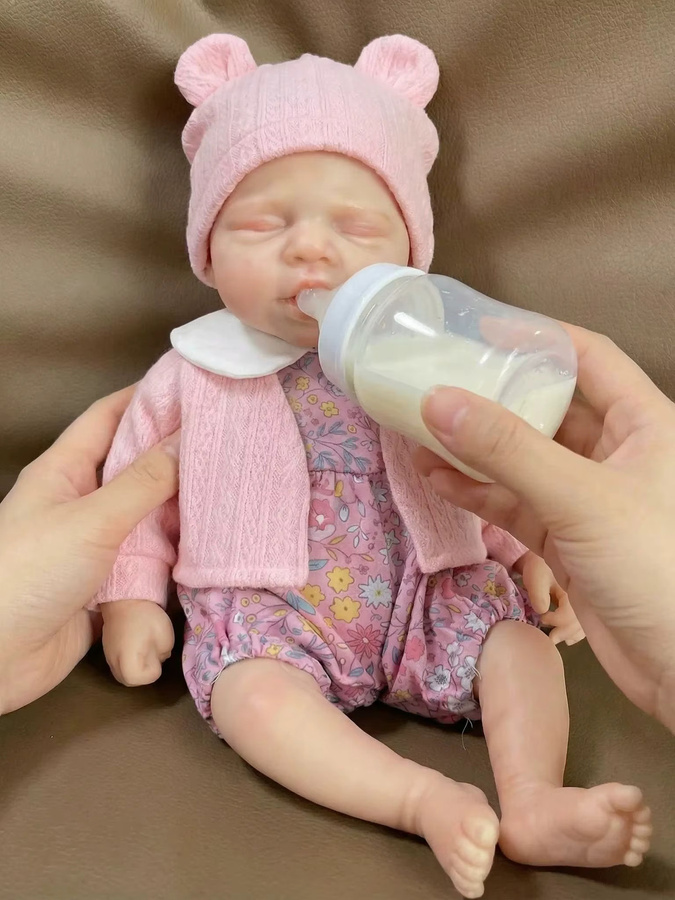 NPK Reborn-Puppe, 33cm, aus Silikon, mit vollständig öffnendem Mund - Bild 5
