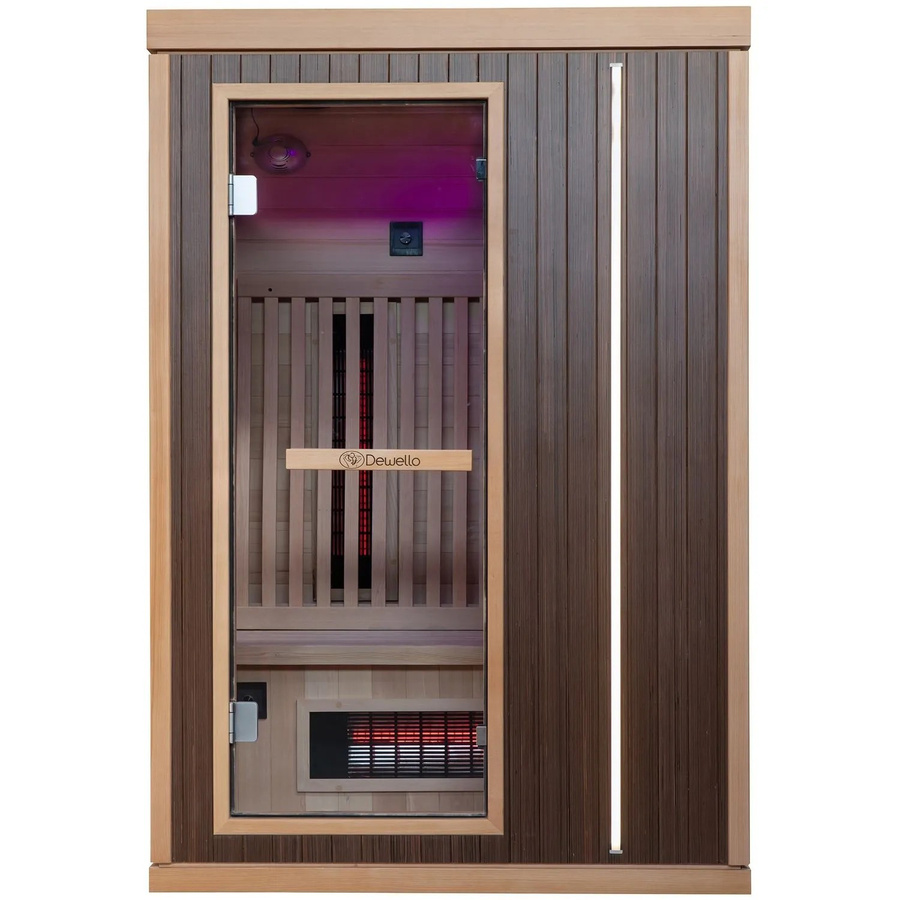 Dewello Infrarotkabine Melville Infrarotsauna für 2 Personen mit Vollspektrum- und Karbonstrahlern aus Walnuss Holz, Farbe: Braun, B/T/H: 130 x 105 x 190 cm - Bild 2