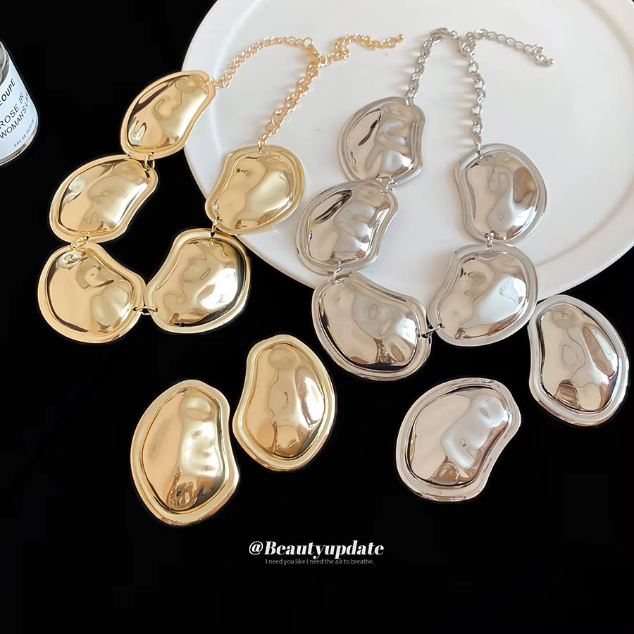 UOSU Schmuck-Set Halskette, Ohrstecker, Gold, Damen - Bild 2