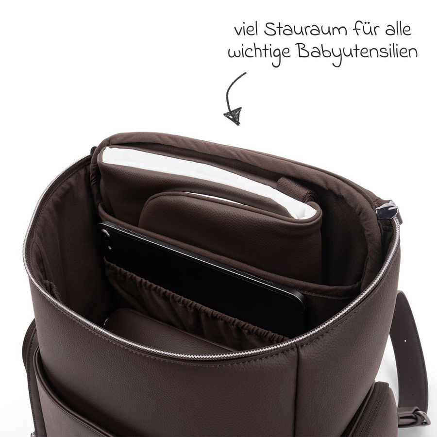 Nuna Wickelrucksack mit Wickelunterlage und Innen- sowie Außenfächern in Cocoa - Bild 3