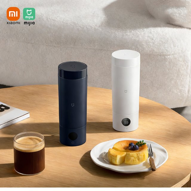 Xiaomi Mijia Tragbarer Elektrischer Wasserkocher 2 in 1 Reise-Wasserkocher und Isolierbecher, Weiß, 350 ml, 6 Temperaturstufen, 300 W, Edelstahl - Bild 1