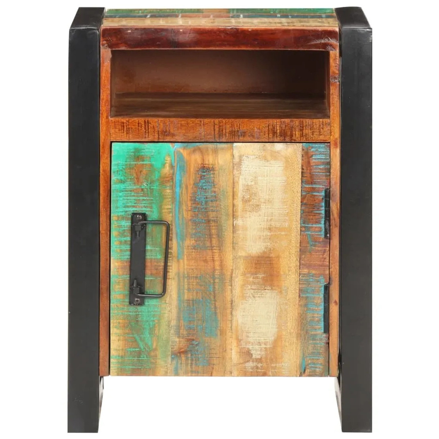 vidaXL Nachttisch aus Massivholz im Industrial Design, Farbe Braun/Mehrfarbig, B/T/H: 40 x 35 x 55 cm - Bild 2