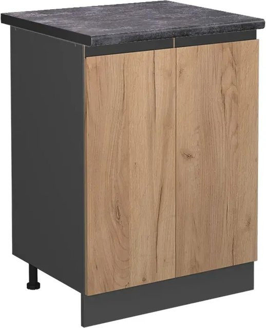 Vicco Küchenunterschrank R-Line Goldkraft Eiche Anthrazit B: 60 cm, H: 81,6 cm, T: 60 cm - Bild 1