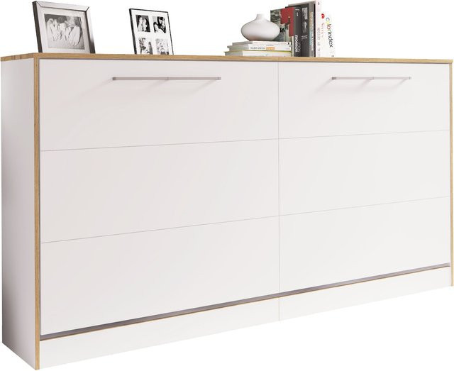VCM Schrankbett Smalu Wandklappbett horizontal mit Kommode und Lattenrost 90x200 cm, H x B x T: 114 x 213 x 43 cm - Bild 1