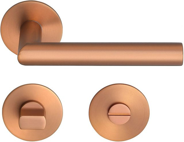 MeinTürgriff Drückergarnitur Toulouse mit Flachrosette für WC in Roségold, B/T/H: 160 x 160 x 60 mm - Bild 1