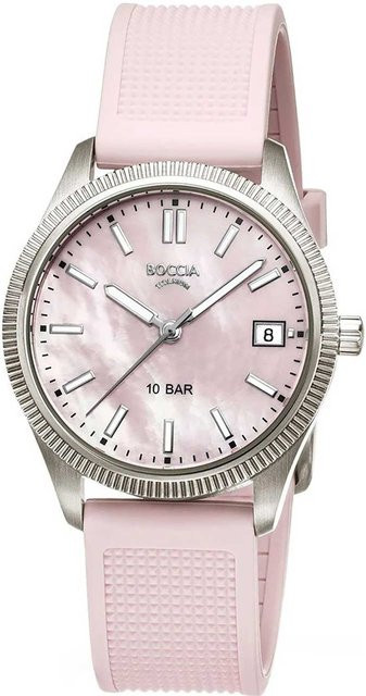 Boccia Damenuhr, Quarz, Titan, 35 mm, Pink, Silikon, 10 ATM - Bild 1