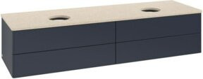 V&B Waschtischunterschrank Antao mit integrierter Beleuchtung, Wandmontage, Farbe Botti Blau lackiert, B/T: 160 x 50 cm - Bild 1