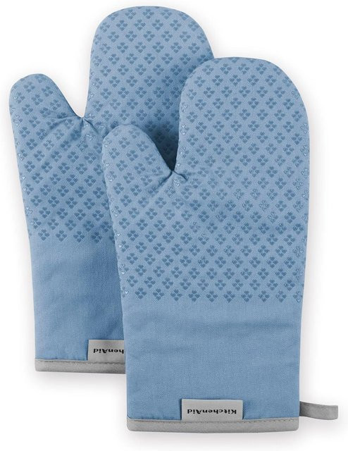 KitchenAid Asteroid Topflappen-Set 2-teilig aus blauem Samt und Baumwolle - Bild 1
