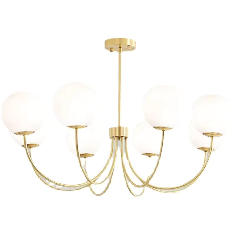 JIANKEXING Kronleuchter aus Glas und Metall für Wohnzimmer, Schlafzimmer oder Esszimmer, moderne Pendelleuchte mit E27 Fassung in Weiß, Schwarz oder Gold/Messing - Bild 2