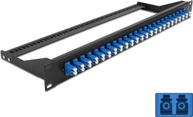 Delock LWL-Patchpanel 24 Port LC Duplex Singlemode Schwarz Blau 1 HE - Bild 1