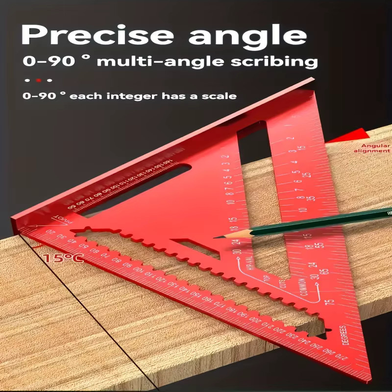 Rotes Präzisions-Aluminiumquadrat als dreieckiges Lineal für die Holzbearbeitung und Designprojekte - Bild 2