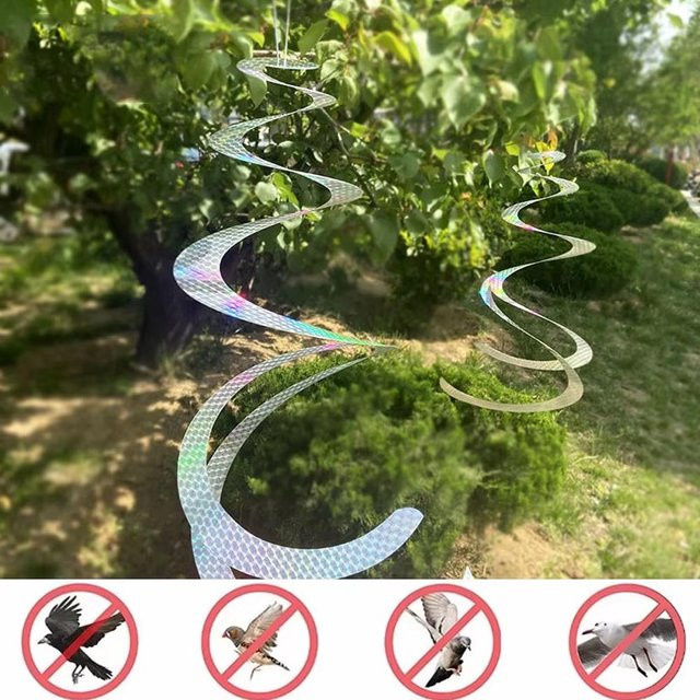 Binchi Vogelschutzband Spiral Reflektierendes Vogelabwehr Band Silber zur Schädlingsbekämpfung von Tauben und Füchsen - Bild 1