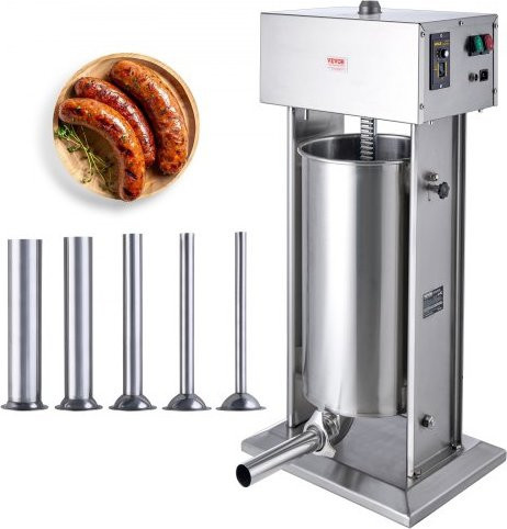 VEVOR Elektrischer Wurstfüller aus Edelstahl in Silber, 25 L Kapazität, 400 W Motor mit stufenloser Geschwindigkeitsregelung und Fußpedal - Bild 1