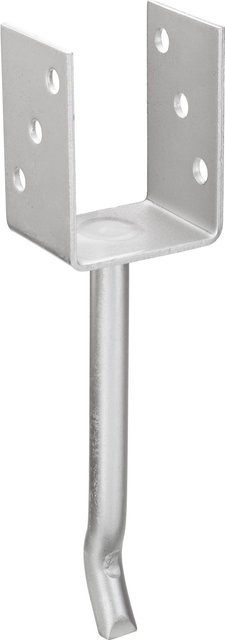 LUX-TOOLS Pfostenträger U-Form mit Steindolle aus Edelstahl in Silber, B/T/H: 20,0 x 7,1 x 6,0 cm - Bild 1