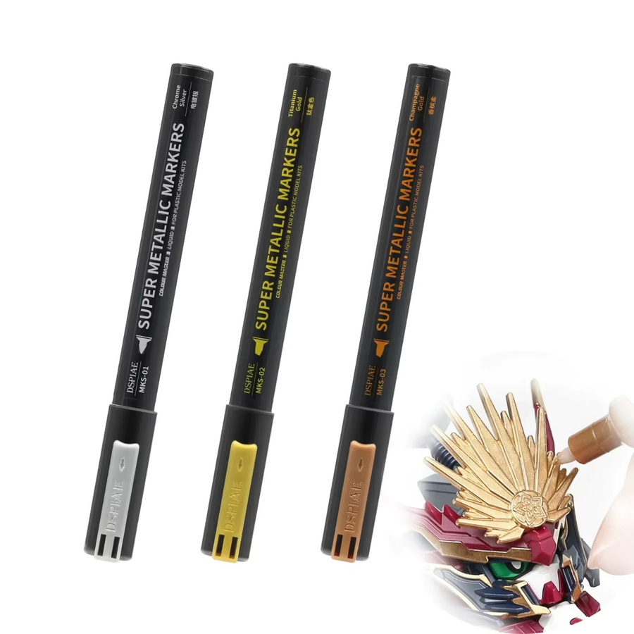 DSPIAE MKS Super Metallic Marker Doppelspitzen-Stift mit 2,0 mm und 0,5 mm für Gundam-Modellmalerei und Hobby DIY in Silber und Gold - Bild 5