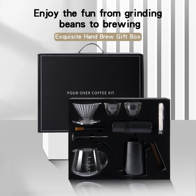 LKW3MOSHI Barista Kaffee-Set in Schwarz mit Kaffeebohnenmühle und Schwanenhals-Wasserkocher - Bild 1