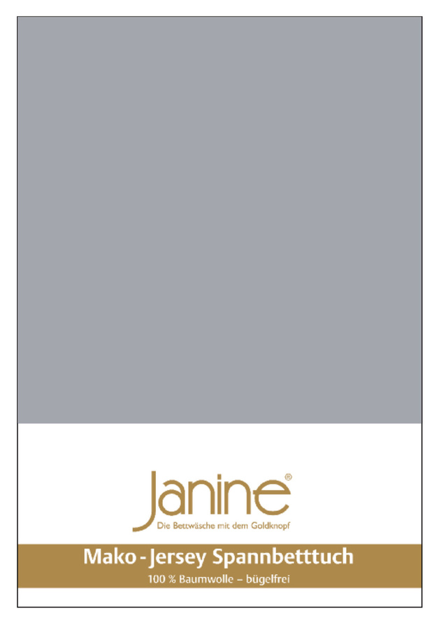 Janine Mako Jersey Spannbetttuch Bettlaken aus Baumwolle, Farbe: Platin/Grau, B/T: 140-160 x 200 cm - Bild 1