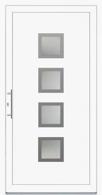 Panto Kunststoff-Haustür K025 Weiß mit Glaseinsatz DIN Links B: 110 cm, H: 210 cm - Bild 1