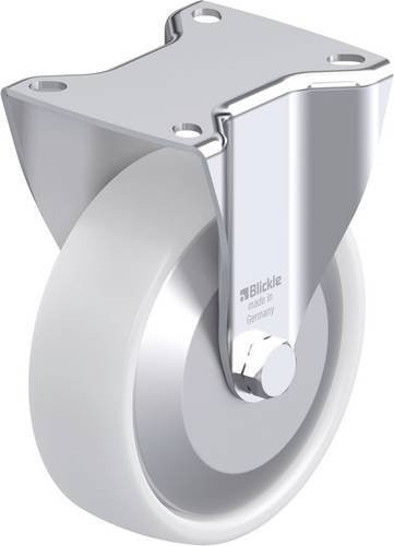 Blickle Stahlblech-Bockrolle BK-PO 125XR-1-FA in Weiß mit 125 mm Rad-Durchmesser und 300 kg Tragfähigkeit - Bild 1