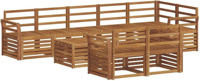 vidaXL Sofagarnitur 9-teilig aus Massivholz Akazie in Braun mit modernem Latten-Design - Bild 1