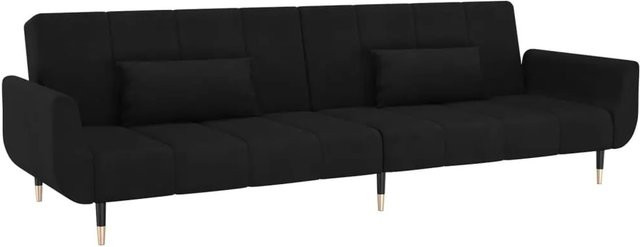vidaXL Schlafsofa 2-Sitzer Modell 6 aus Samt in Schwarz mit Schlaffunktion und 2 Kissen - Bild 1