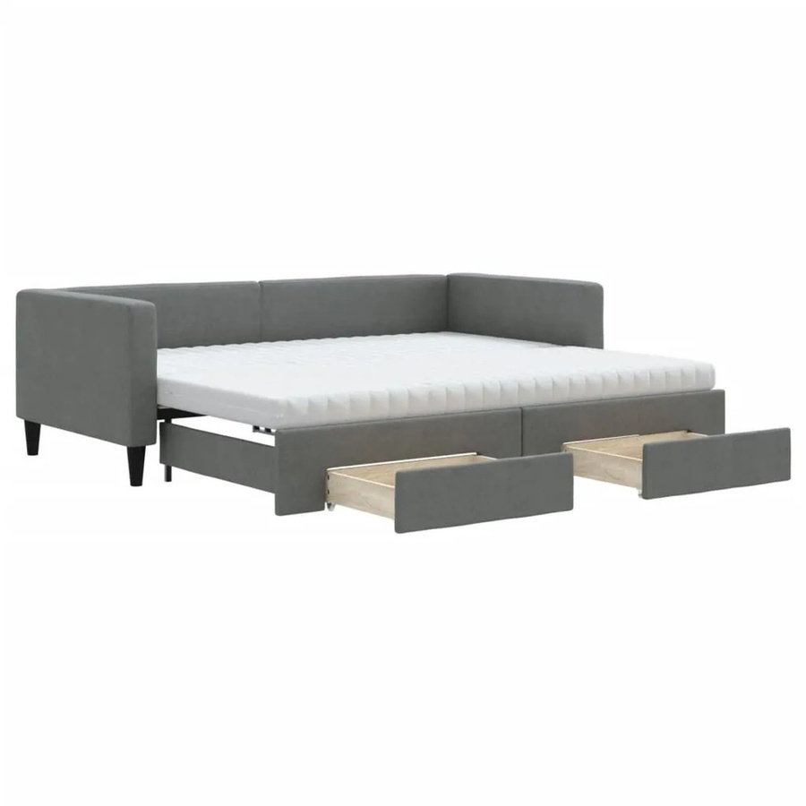 vidaXL Tagesbett ausziehbar mit Schubladen in Dunkelgrau, B/T/H: 90 x 200 x 68 cm - Bild 2