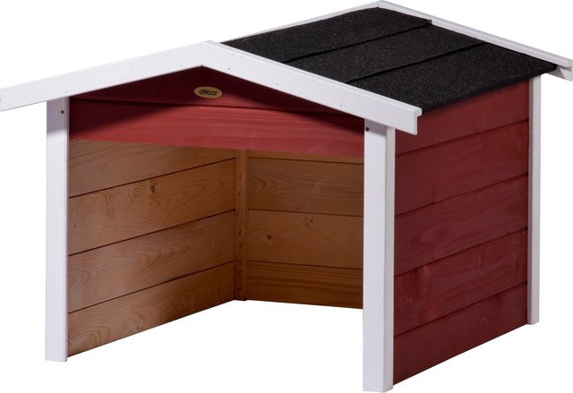 DOBAR Mährobotergarage aus Holz in Rot, B: 68 cm, T: 76 cm, H: 52 cm - Bild 1