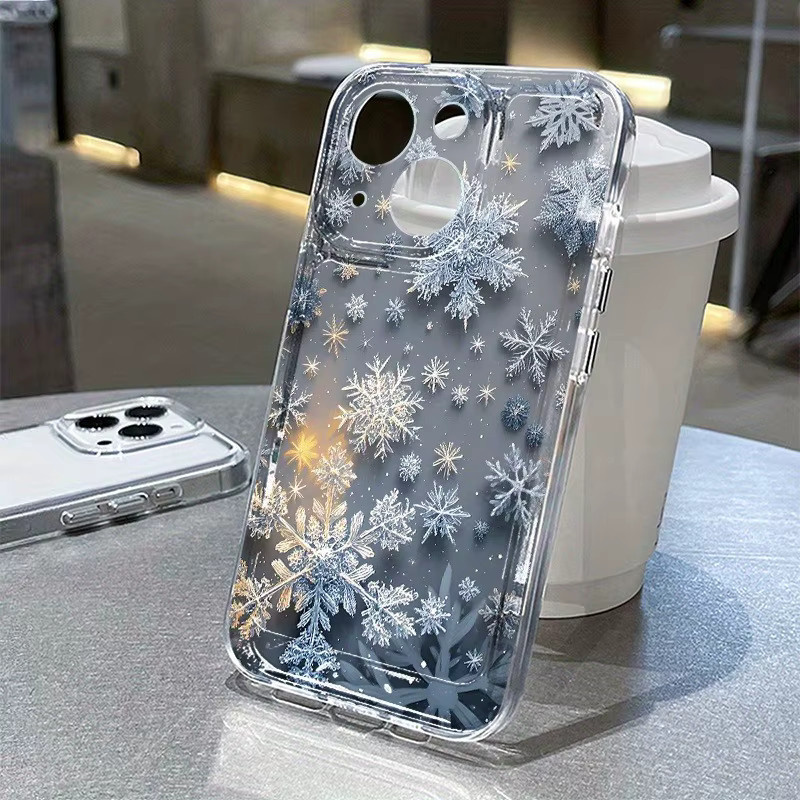 Transparente TPU-Handyhülle mit leuchtendem Schneeflockenmuster für Apple iPhone 11 bis iPhone 17 Pro Max Serie - Bild 3